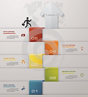 Abstract 5 steps infographis element with arrow shape and 5 steps elements.