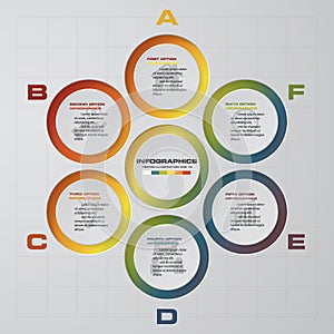 Abstract 6 steps infographis elements.Vector illustration.