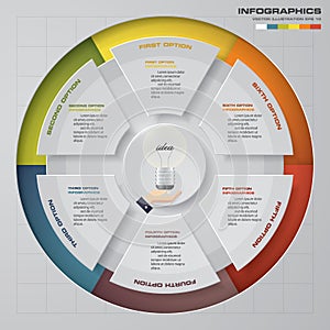 Abstract 6 steps infographis elements.Vector illustration.