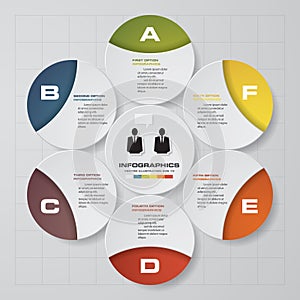 Abstract 6 steps template with free space for your sample text&data.