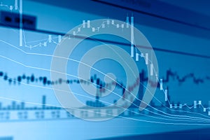 Abstract of stock market chart double exposure