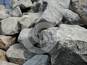 Abstract stone in construction Used in slope protection against soil collapse