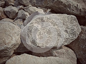 Abstract stone in construction Used in slope protection against soil collapse