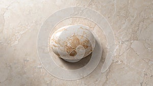 Abstract Stone Egg on Marble Surface