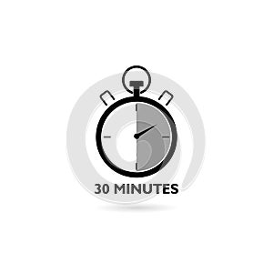 An abstract stop watch on thirty minutes icon