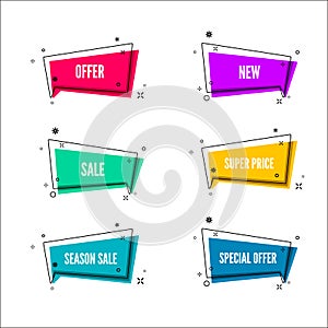 Abstract store offer banners. Colorful bubble with promotion text. Set of geometric promo template. Vector