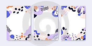 Abstract story backgrounds with geometric shapes pattern. Creative cards designs set. Modern minimalistic vertical