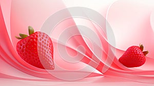 Abstract strawberry pink waves design with smooth curves and soft shadows on clean modern background