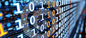 Abstract Stream of Digital Data 1s and 0s Form a Background Symbolizing Binary Code, Technology