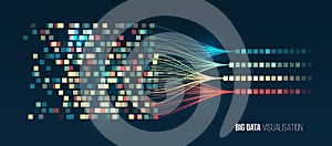 Abstract stream information with ball array and binary code. Filtering machine algorithms. Sorting data. Vector technology