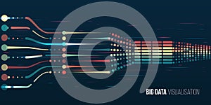 Abstract stream information with circle and lines binary code. Filtering machine algorithms. Sorting data. Vector technology