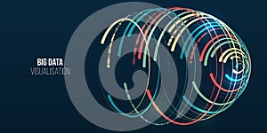 Abstract stream information with circles array and binary code. Information analytics concept. Filtering machine algorithms.