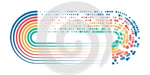 Abstract stream information with circles array and binary code. Information analytics concept. Filtering machine algorithms.