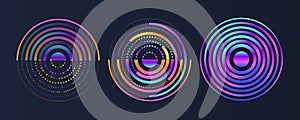 Abstract stream information with circles array and binary code. Filtering machine algorithms. Modern Big data visualization.