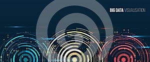 Abstract stream information with circles array and binary code. Filtering machine algorithms. Sorting data. Vector technology