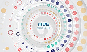 Abstract stream information with circles array and binary code. Filtering machine algorithms. Sorting data. Vector technology