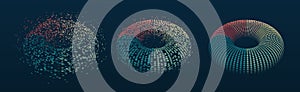 Abstract stream information with circles array and binary code. Filtering machine algorithms. Wide Big data visualization.