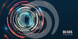 Abstract stream information with circles array. Filtering machine algorithms. Sorting data. Vector technology background. Wide Big