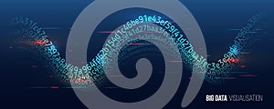 Abstract stream information. Filtering machine algorithms. Sorting binary code. Vector technology background. Big data
