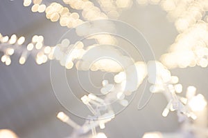 Abstract string light on white fabric wedding decorate