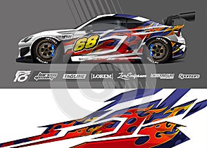 Abstract stripe racing background for wrap vehicle.