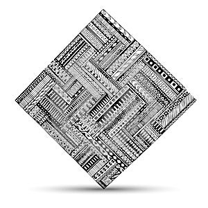 Abstract striped geometric tribal pattern rectangle element.