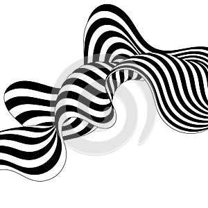 Abstract stripes of black and white waves. Background of wave lines of optical art. Eps 10
