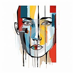Abstract Stripes Vector Illustration: Artistic Expressionism Of A Woman\'s Face photo