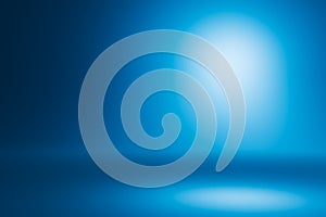 Abstract studio room, pastel gradient blue background, 3D illustration