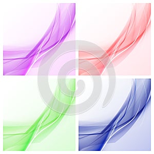 Abstract stylish color wave design elements - set of 4 color wave backgrounds. For flyer, brochure and websites design