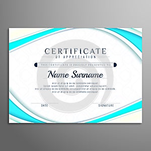 Abstract stylish wavy certificate design template