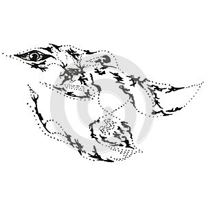 Abstract stylized B&W beast head