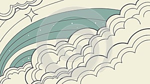 Abstract Stylized Clouds with Diagonal Lines Sketch, vector design Generative AI