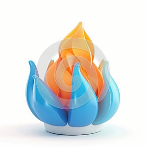 Abstract Blue and Orange Flame Design, 3D Render photo