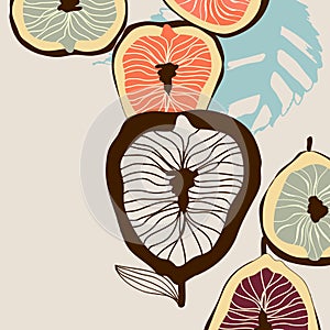 Abstract stylized fig fruits
