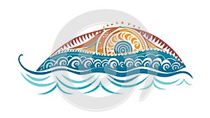 Abstract Stylized Ocean Waves Vector Illustration, vector design Generative AI