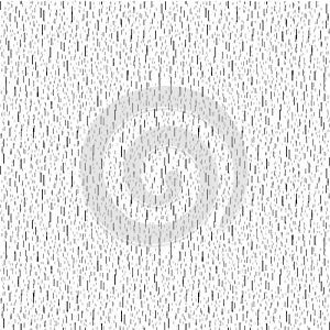 abstract stylized rain backdrop, falling water drops texture, black vertical strokes on white background vector