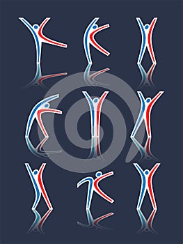 Abstract stylized sports figures