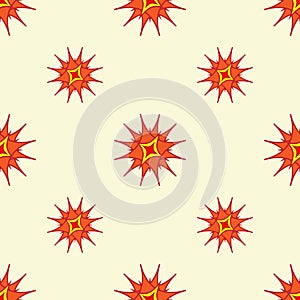 Abstract stylized stars background. Repeating geometric pattern in bright warm colors. Vector