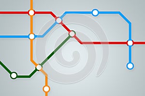 Abstract subway map with colorful lines