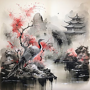 Abstract Sumi-e Painting