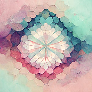 Abstract summer flower pastel kaleidoscope background