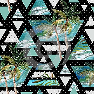 Abstract summer geometric seamless pattern.