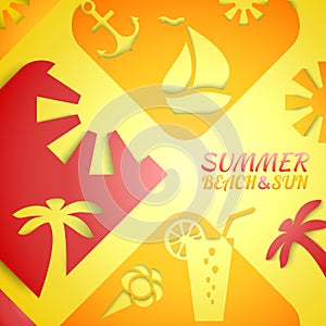 Abstract summer illustration. Bright beach