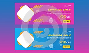 Abstract summer sale social media cover design for ads, social media banner, Summer fashion sale banner with abstract background