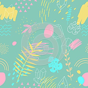 Abstract summer seamless pattern. Hand drawn background