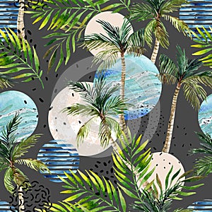 Abstract summer tropical palm tree background.