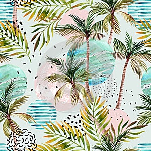 Abstract summer tropical palm tree background.