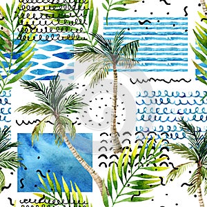 Abstract summer tropical palm tree background.