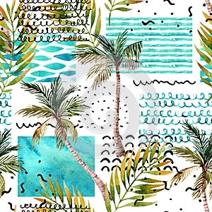 Abstract summer tropical palm tree background.